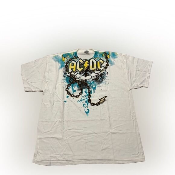 Y2K AC/DC Skeleton Skull Band Tshirt - Picture 1 of 5